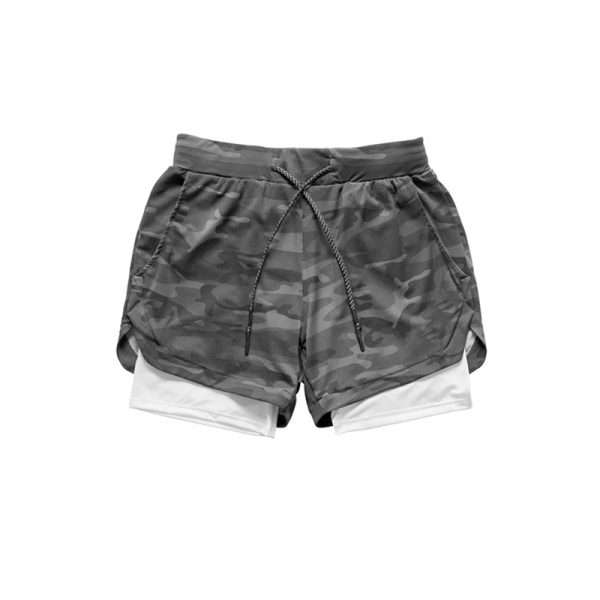 Camouflage Two Layer Athletic Fitness 2 in 1 Hot Shorts - Image 2